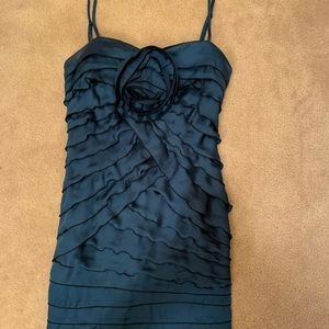 Blue/teal shirt grad/bridesmaid dress.